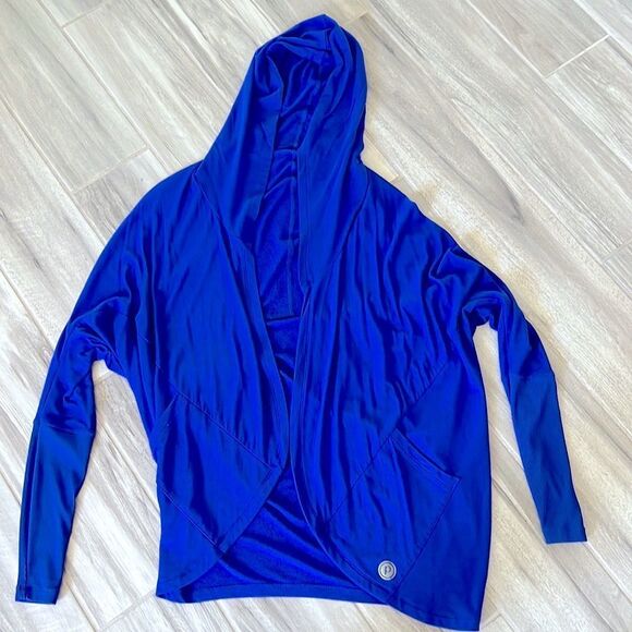 Splits59 for Pure Barre Cobalt Lapis Blue Cardigan With Hoodie Size Small NoTags - Picture 1 of 4